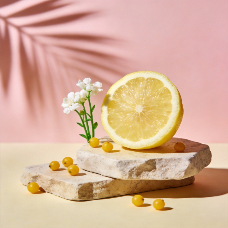 柠檬与小花静物图片