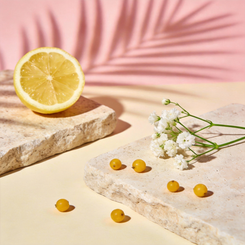 柠檬与小花的静谧时光图片