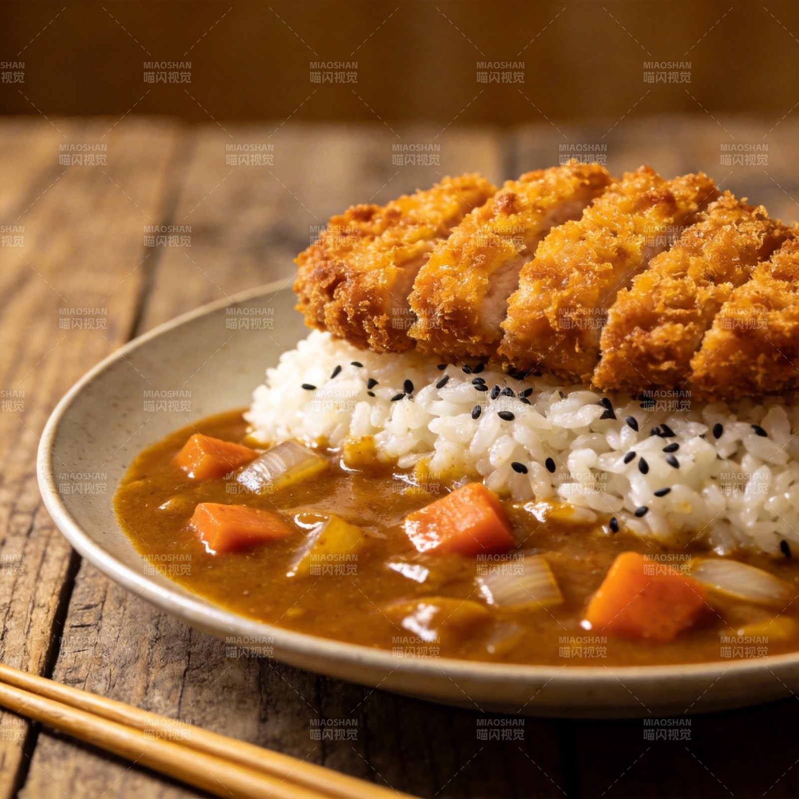 咖喱猪排饭图片