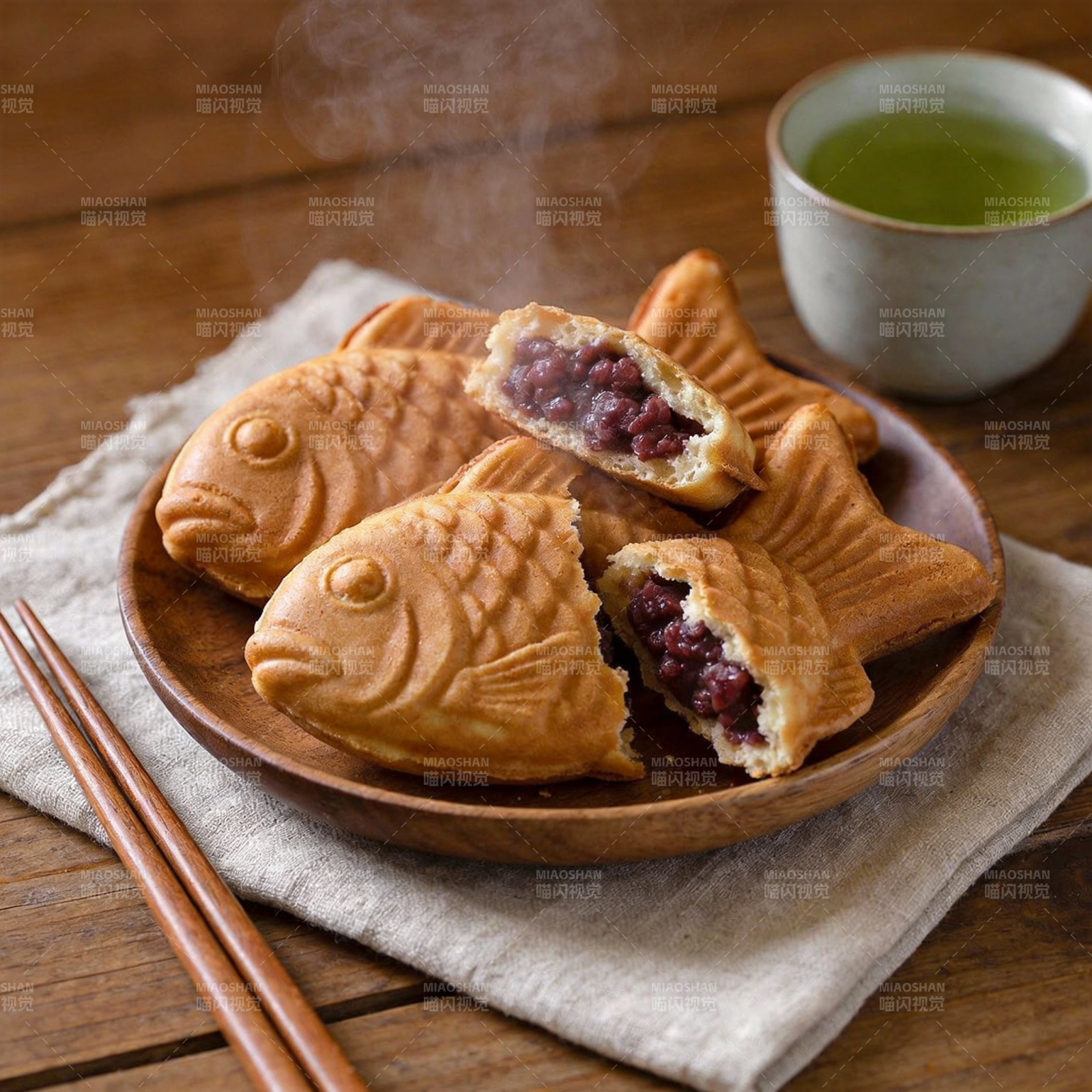 红豆鱼形糕点图片