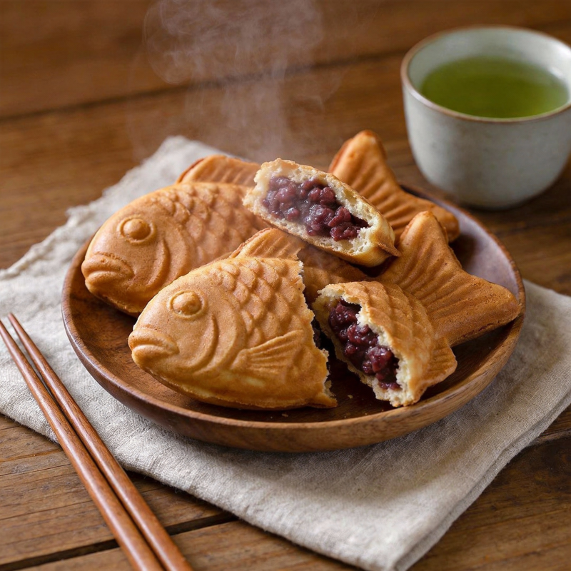 红豆鱼形糕点图片