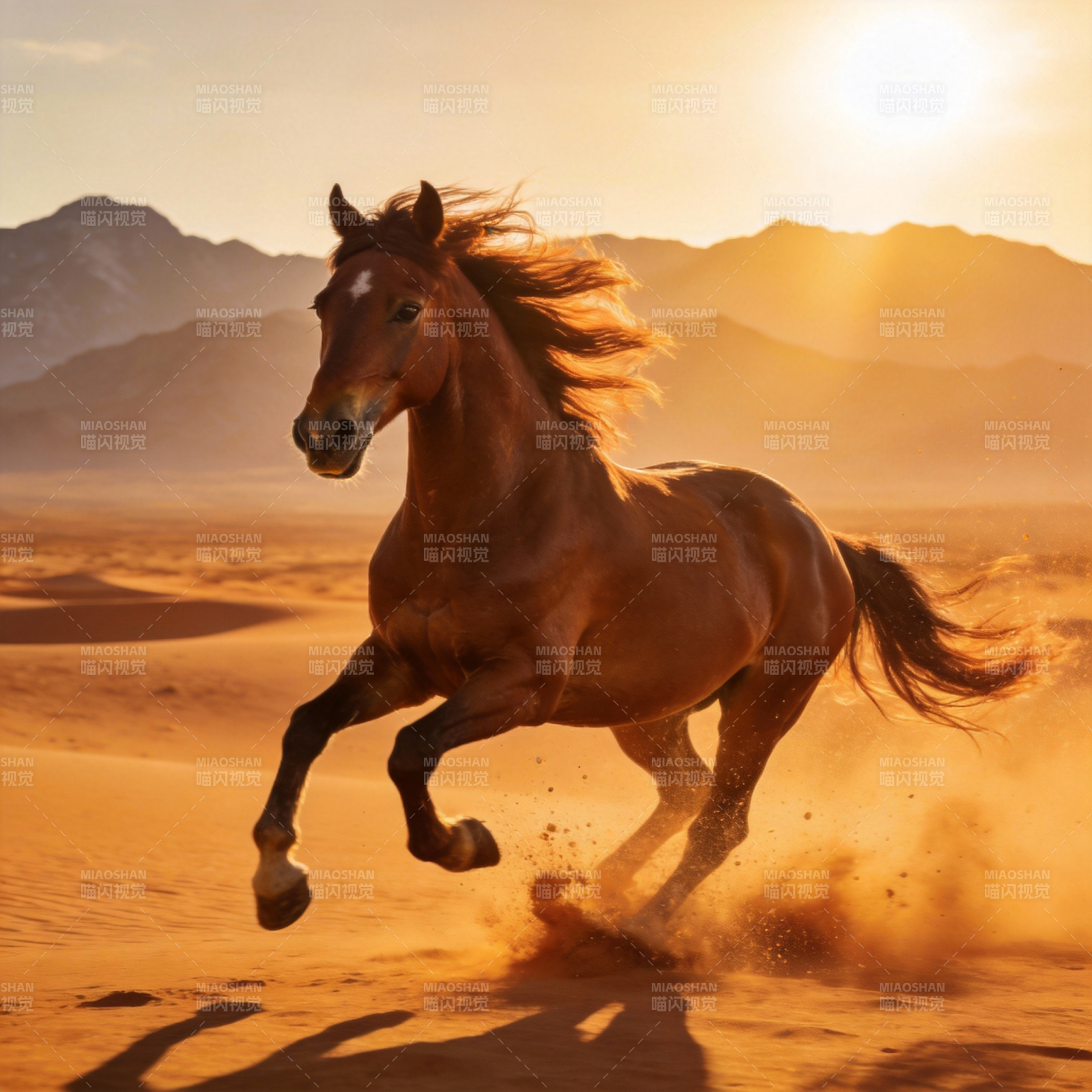 沙漠奔马图片