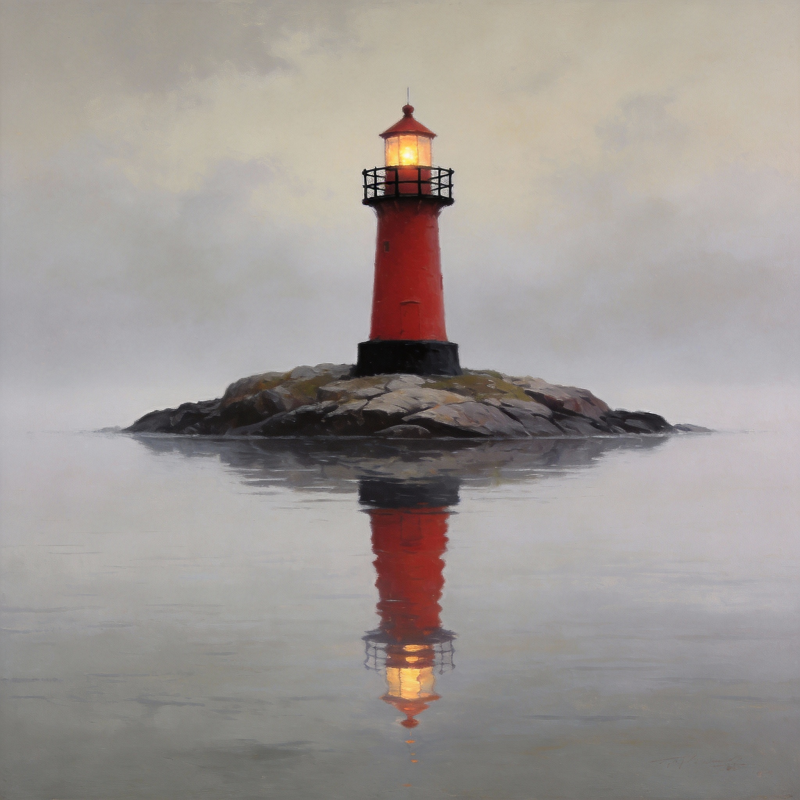 灯塔映水图片