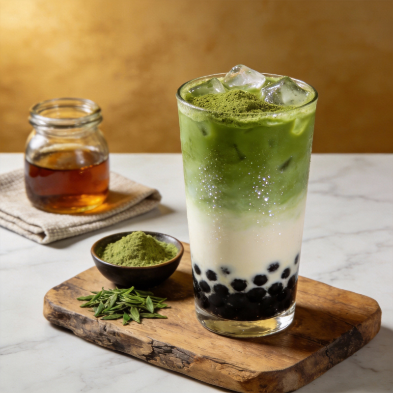 抹茶珍珠奶茶图片