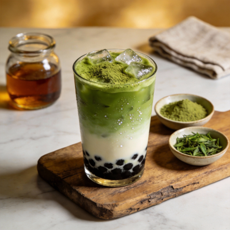 抹茶珍珠奶茶图片