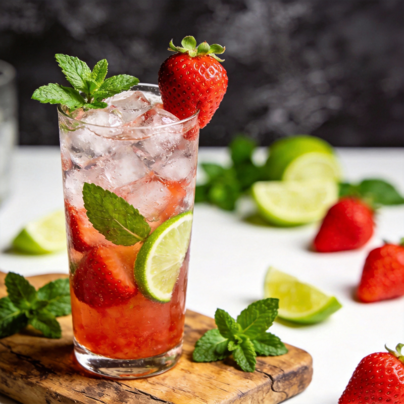 草莓薄荷冰饮图片