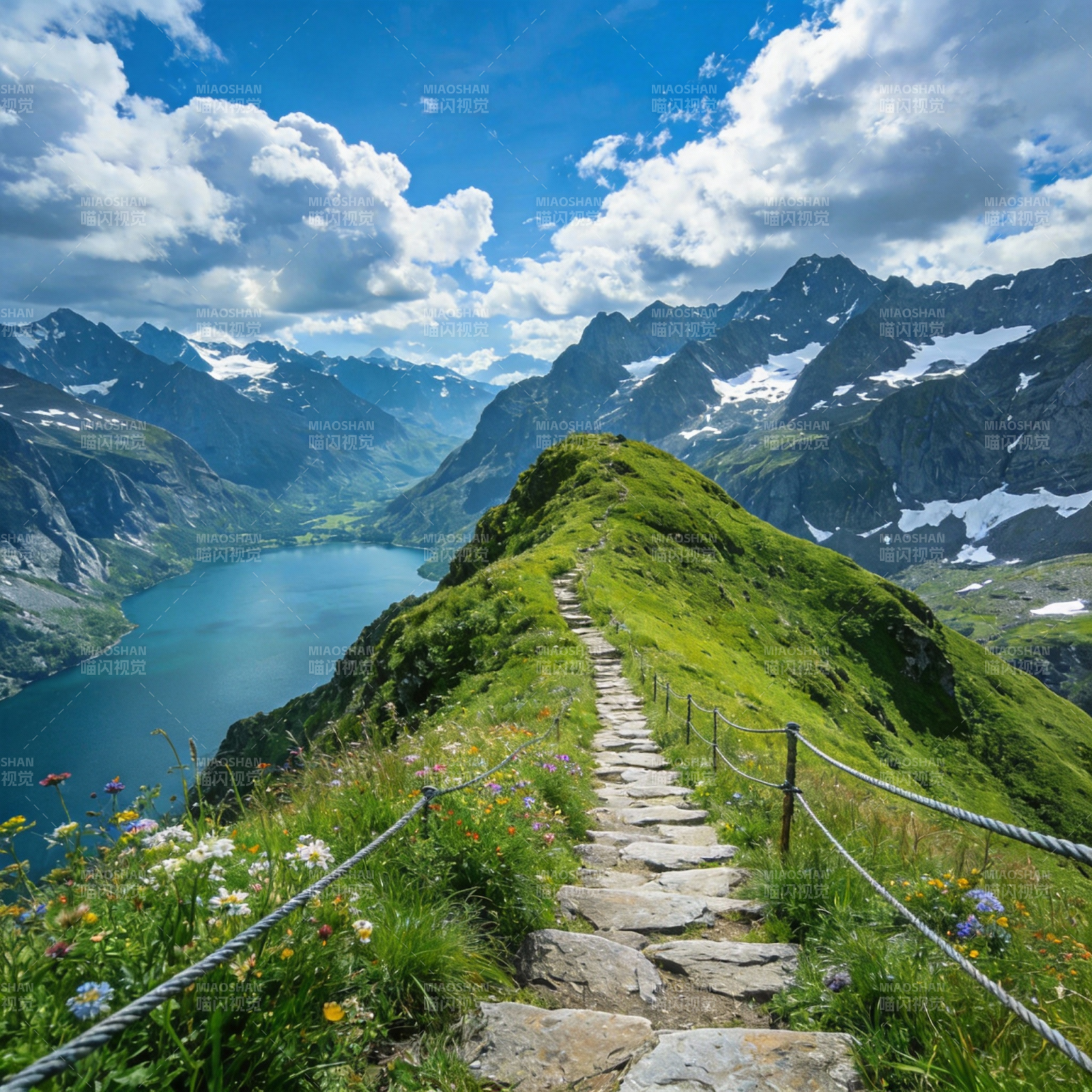 山径湖光美如画图片