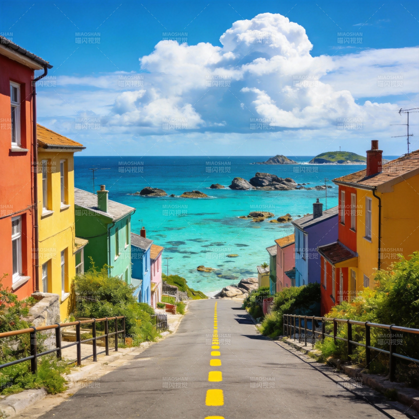 彩色海岸小径图片