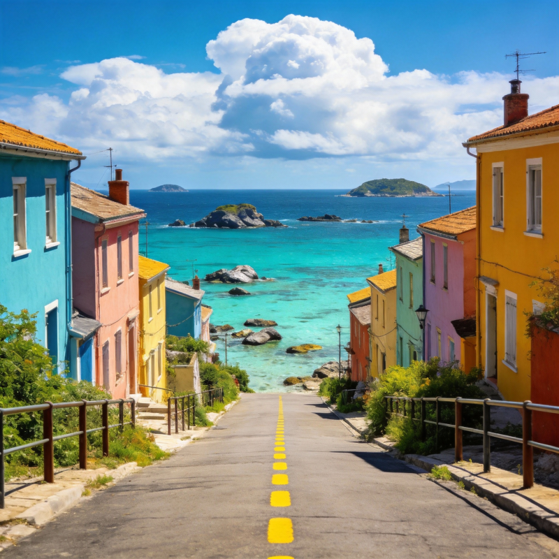 彩色小镇海边风光图片