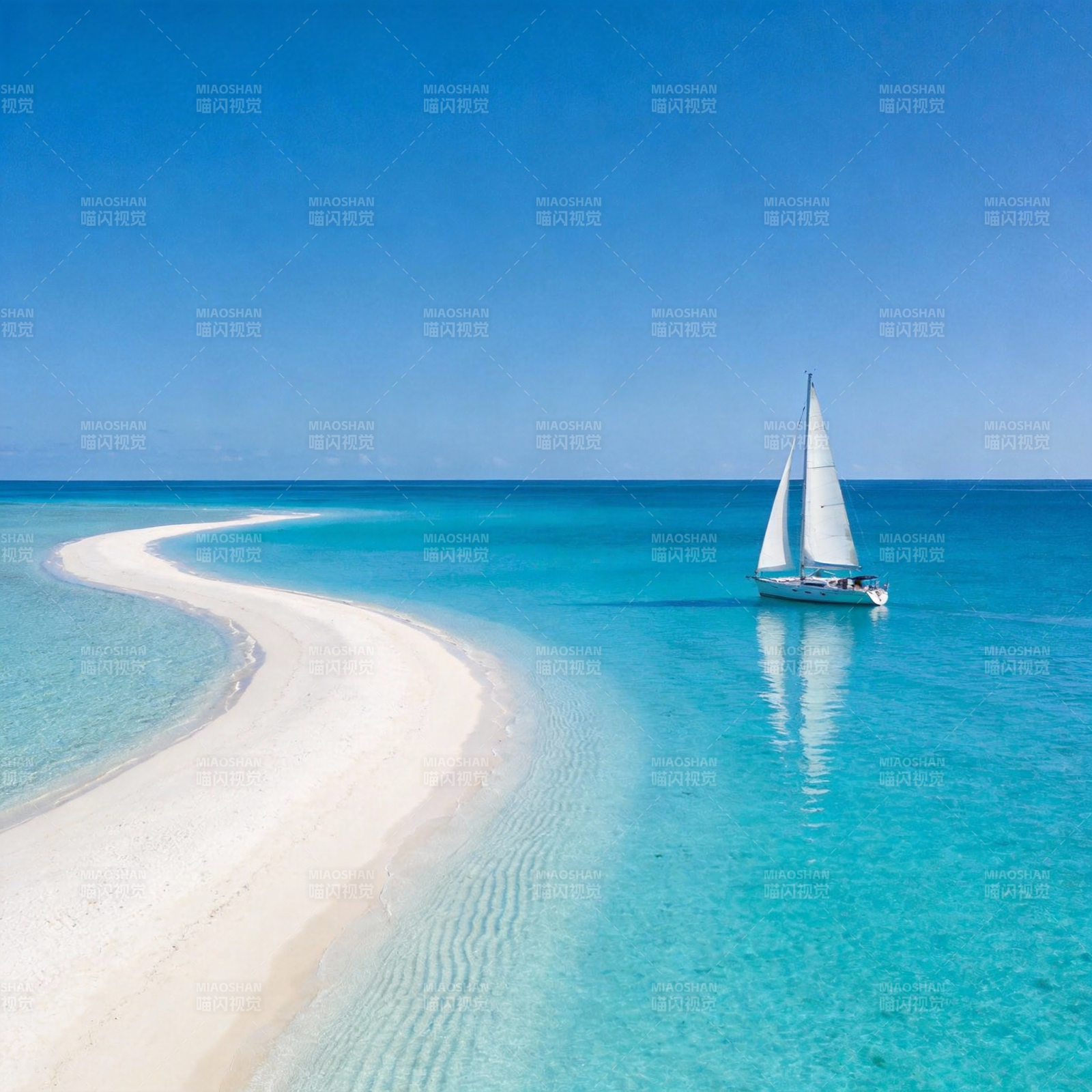 碧海白沙帆影图片