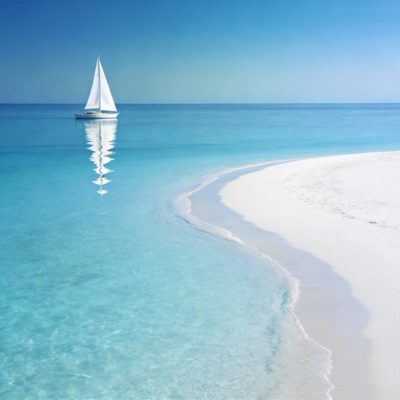 碧海白沙帆影图片
