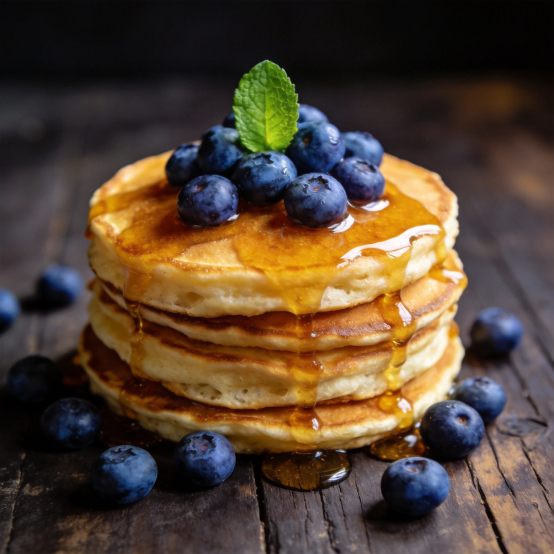 蓝莓煎饼配蜂蜜图片