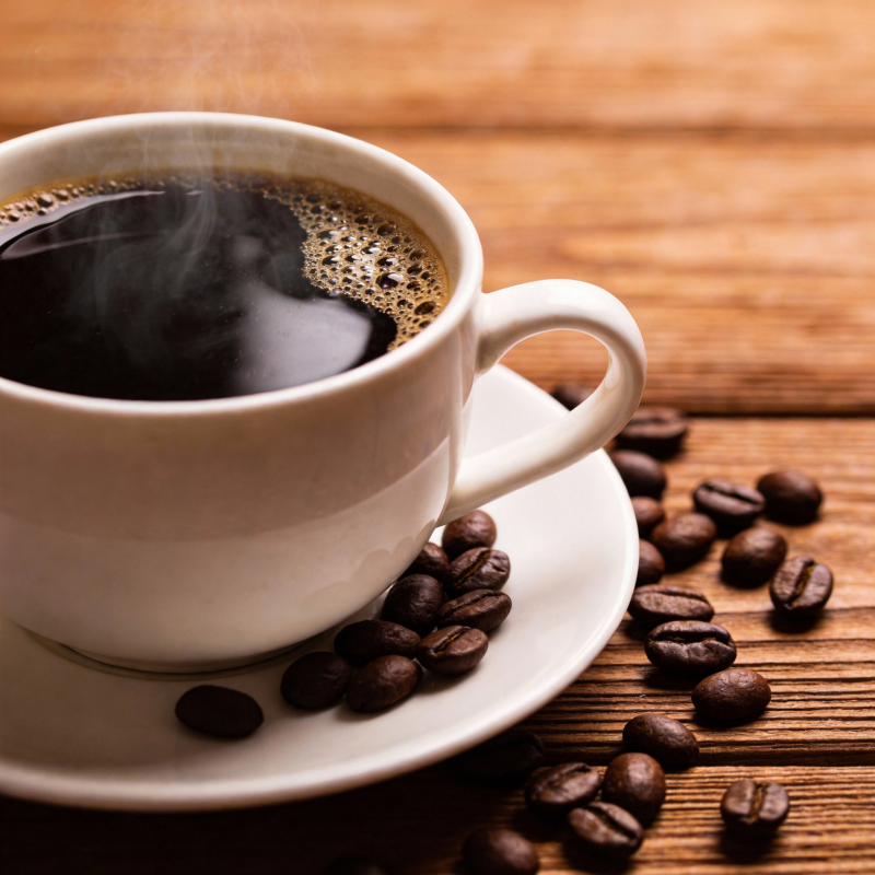 热咖啡与咖啡豆图片