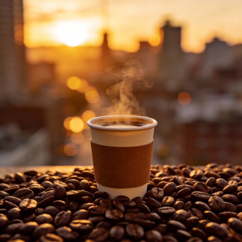 咖啡与日落图片