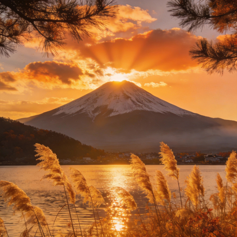 富士山日出美景图片