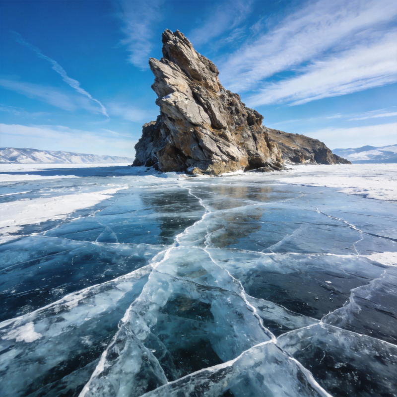 冰湖奇石图片