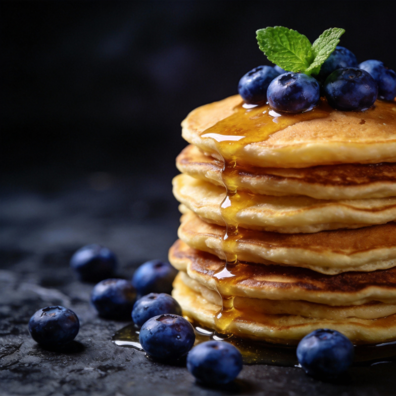 蓝莓煎饼淋蜂蜜图片