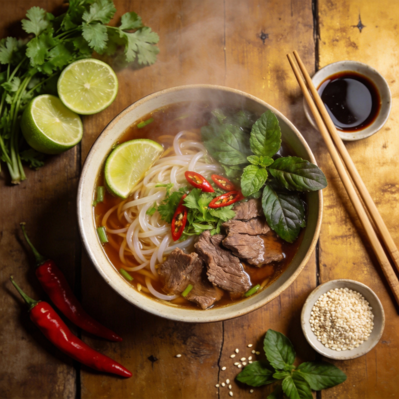 热气腾腾的越南河粉图片