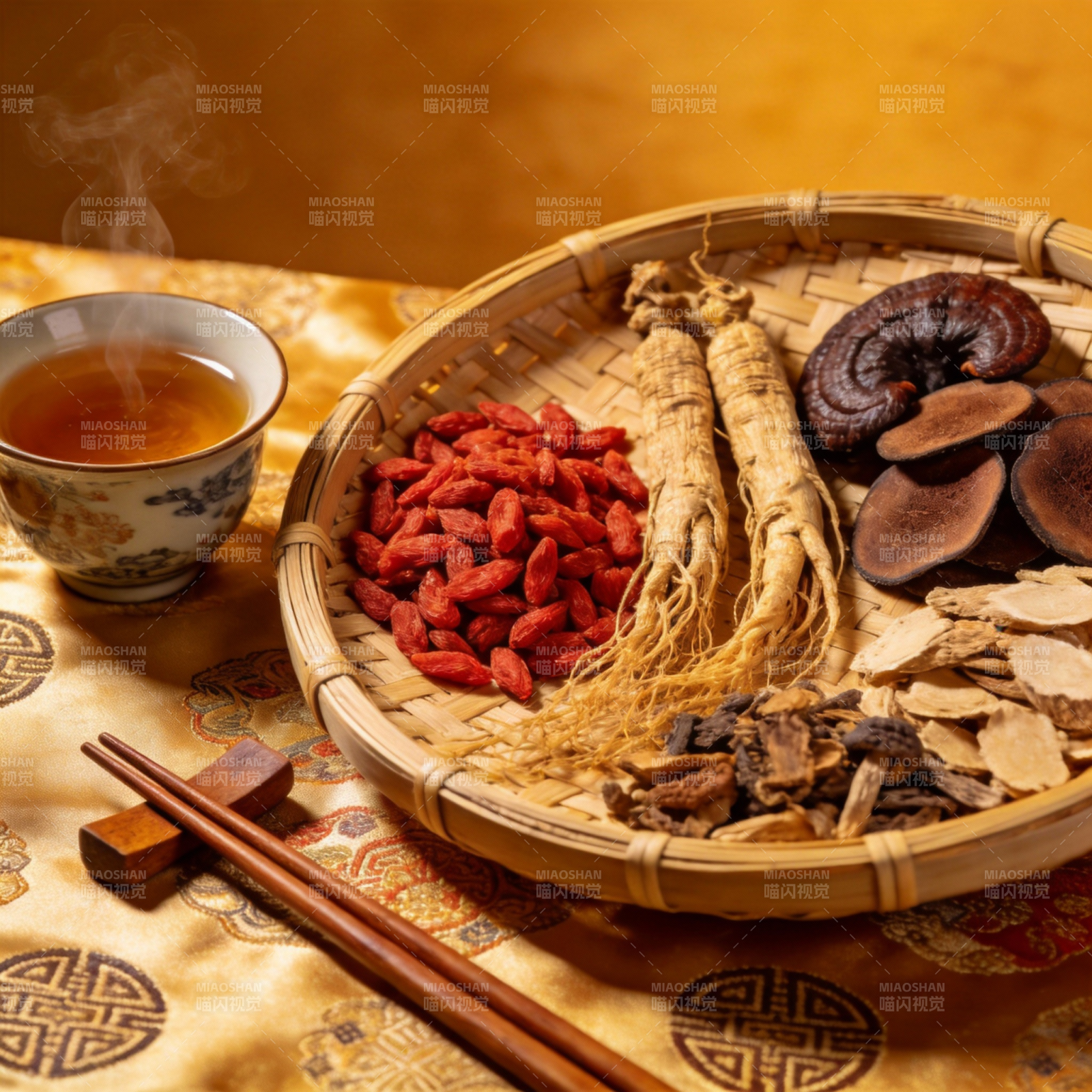 养生茶材摆盘图片