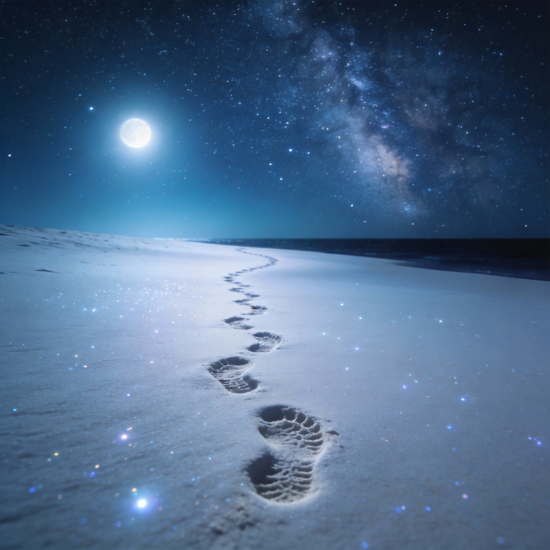 月夜足迹图片
