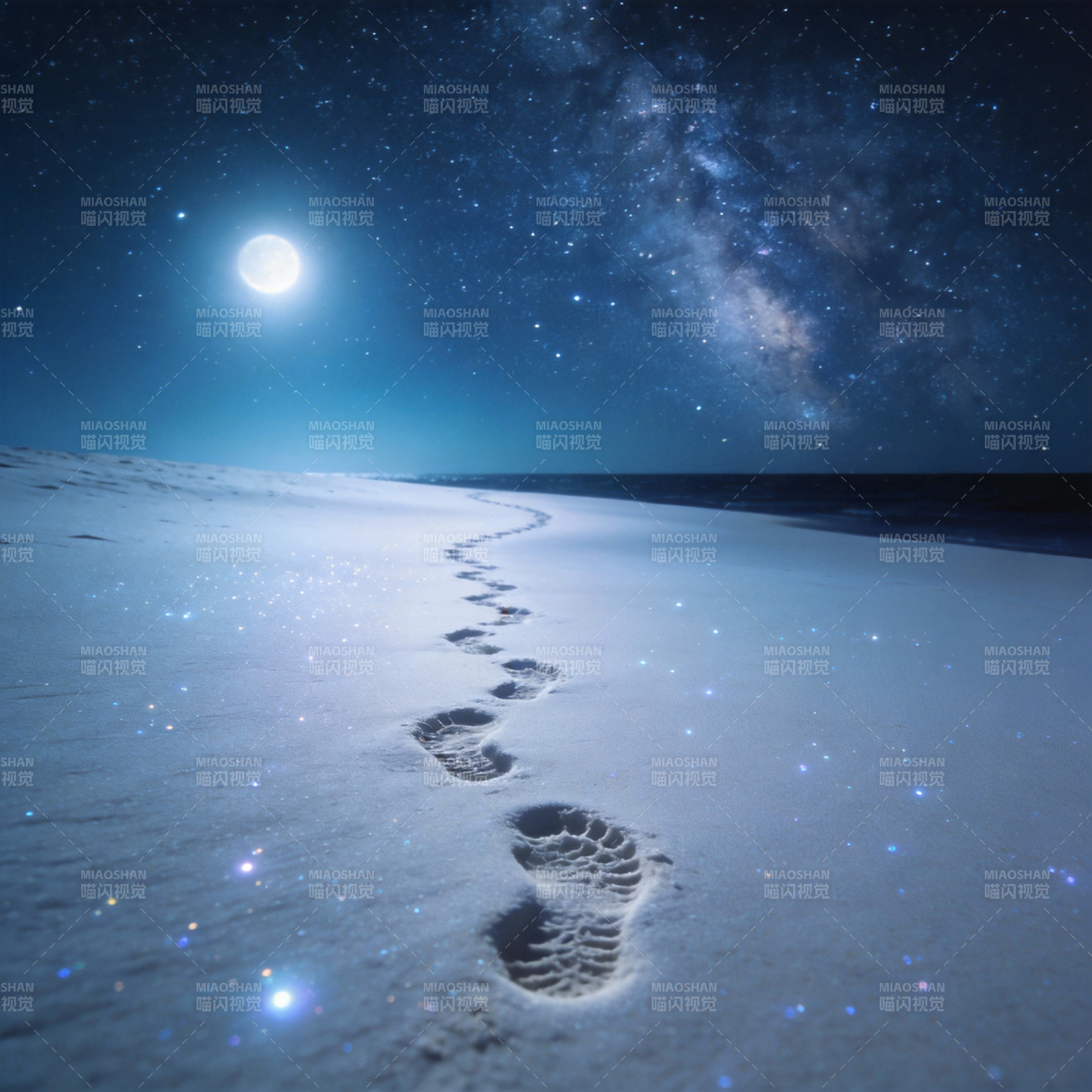 月夜足迹图片