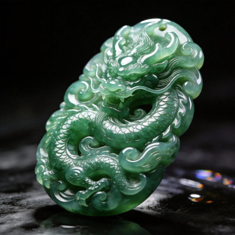 翡翠龙雕饰图片