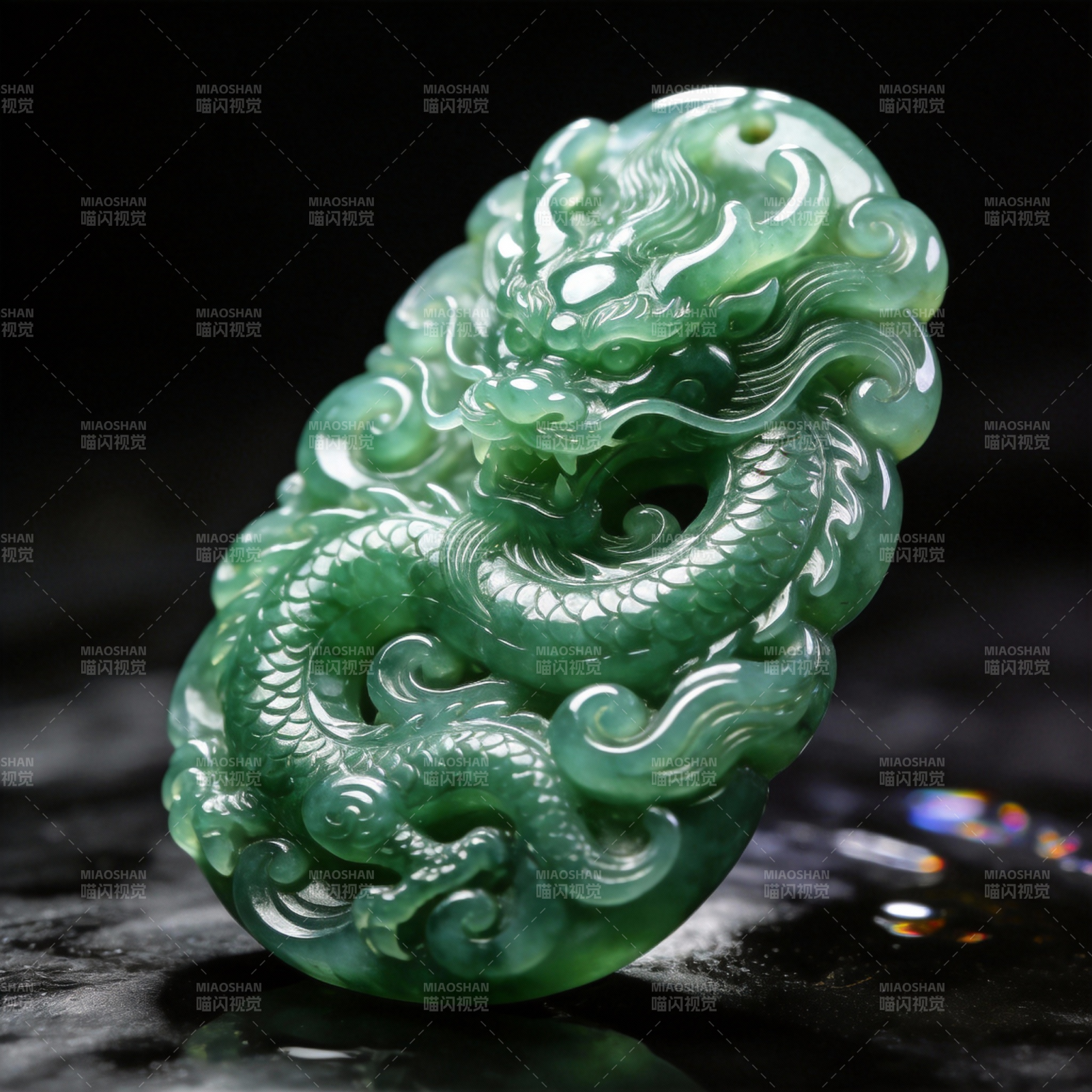 翡翠龙雕饰图片