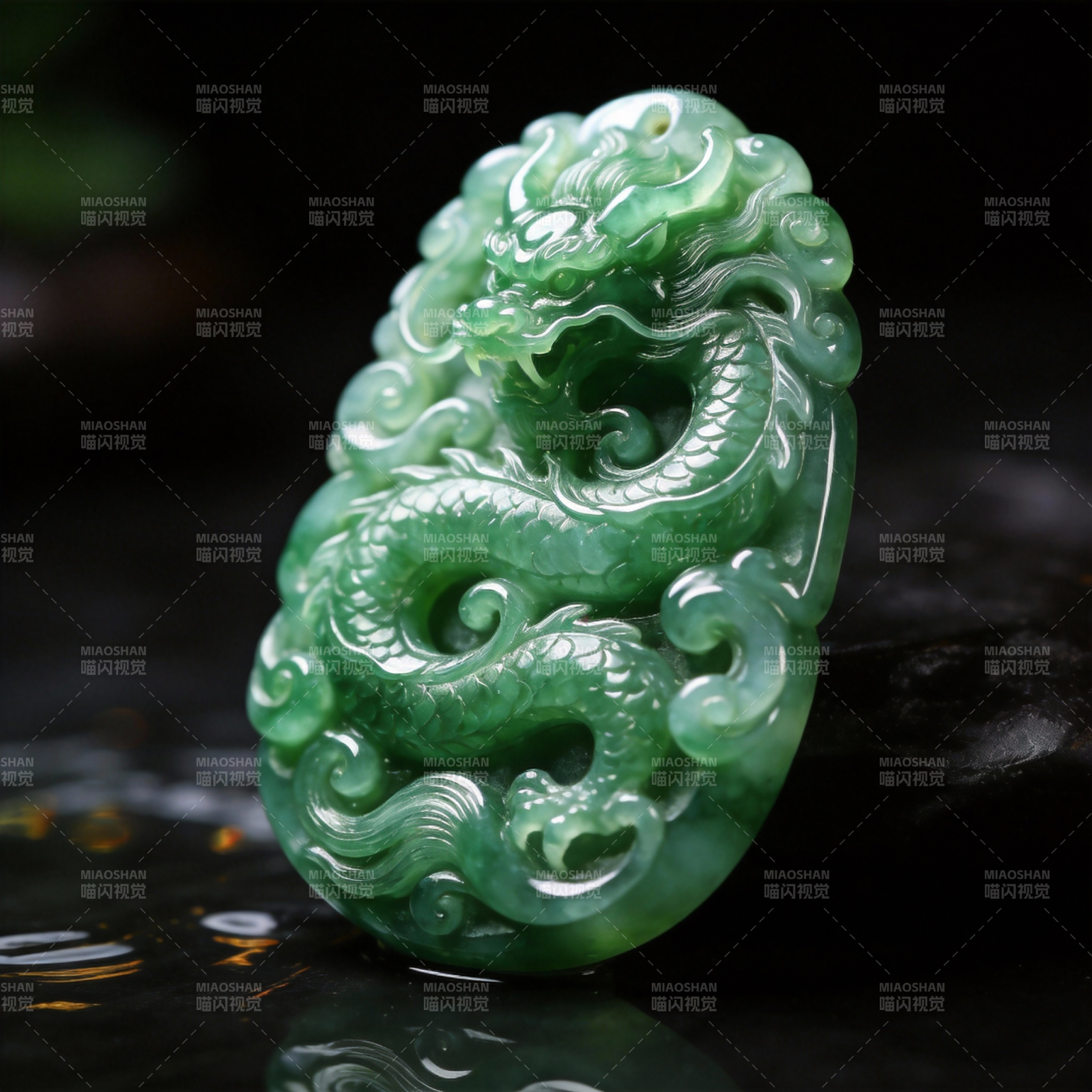 翡翠龙形吊坠图片