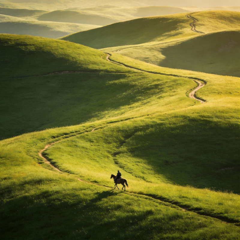 草原骑影图片