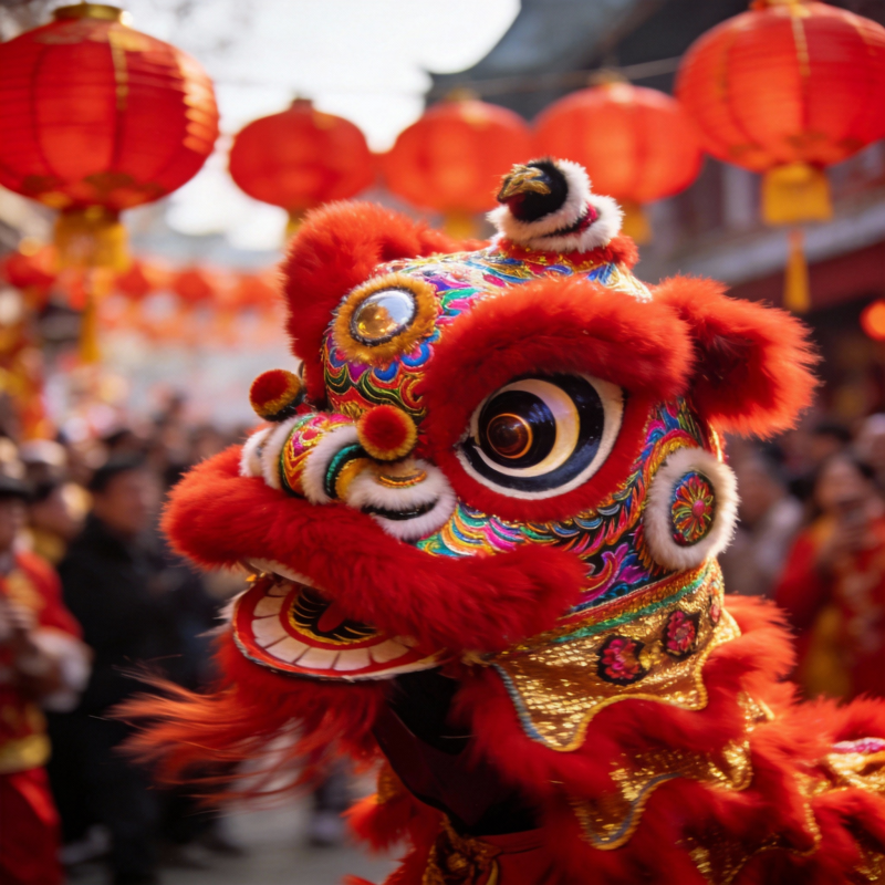 舞狮迎春图片