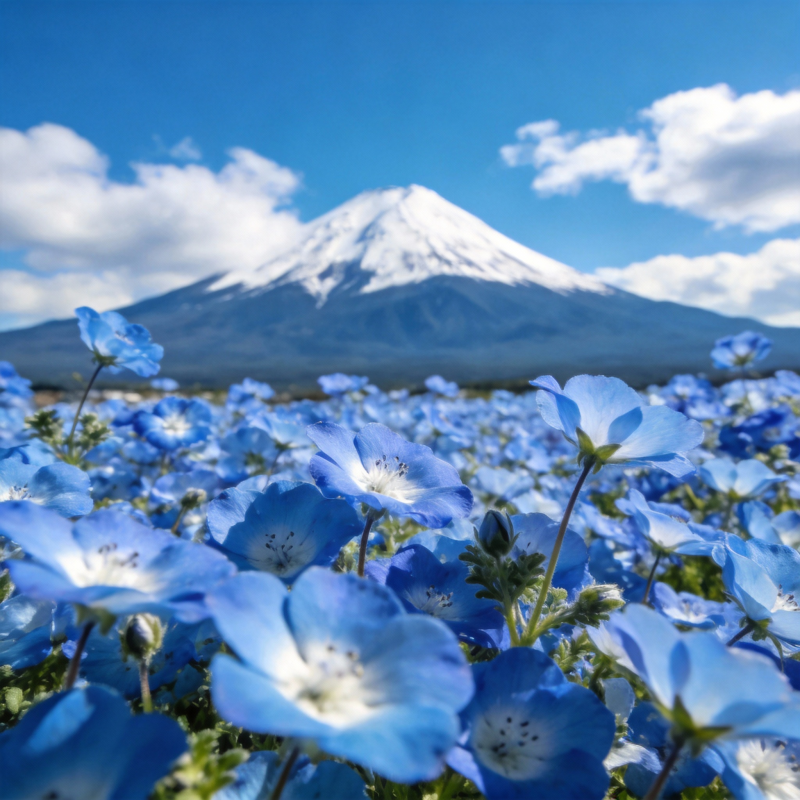 富士山下蓝花海图片