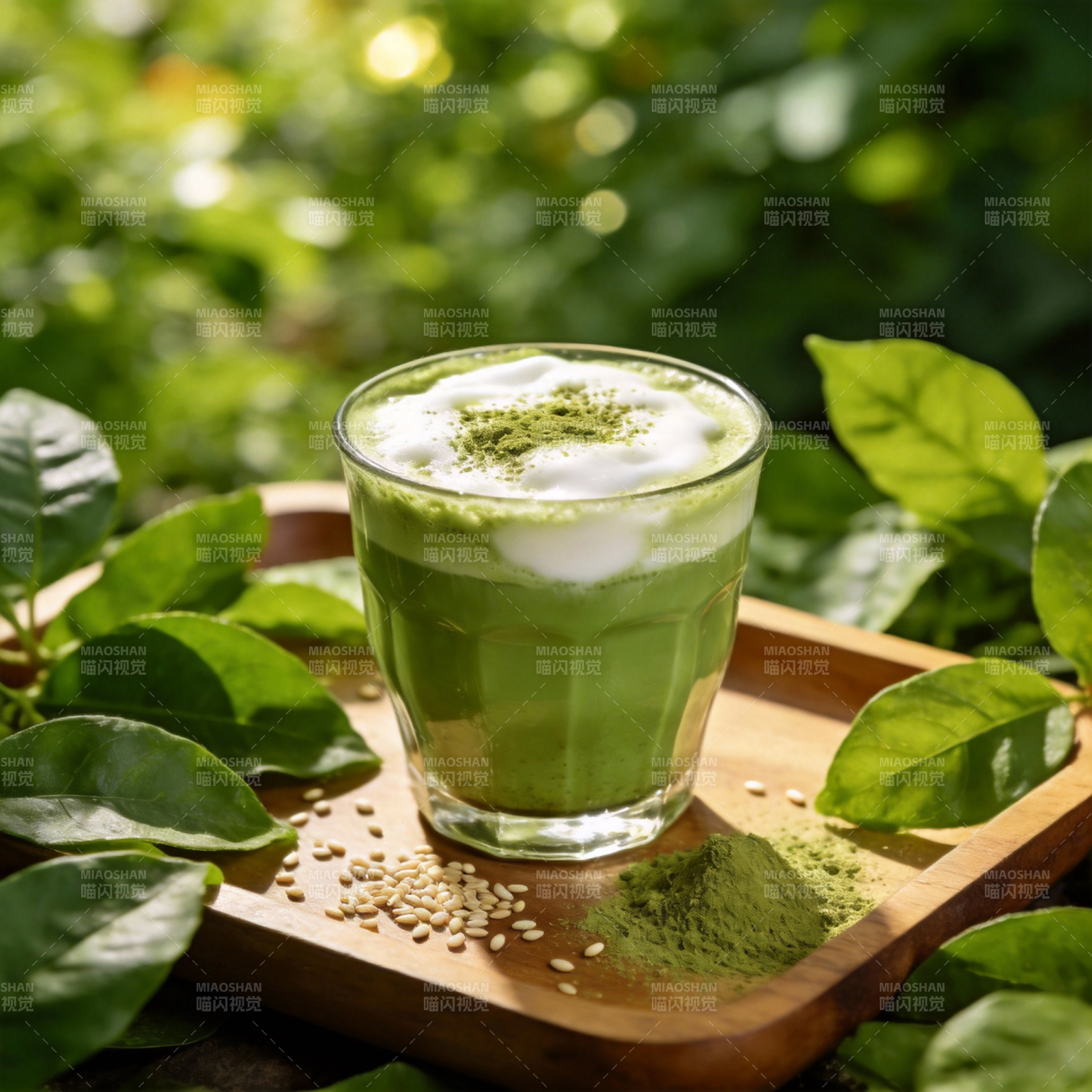 抹茶拿铁 绿意盎然图片