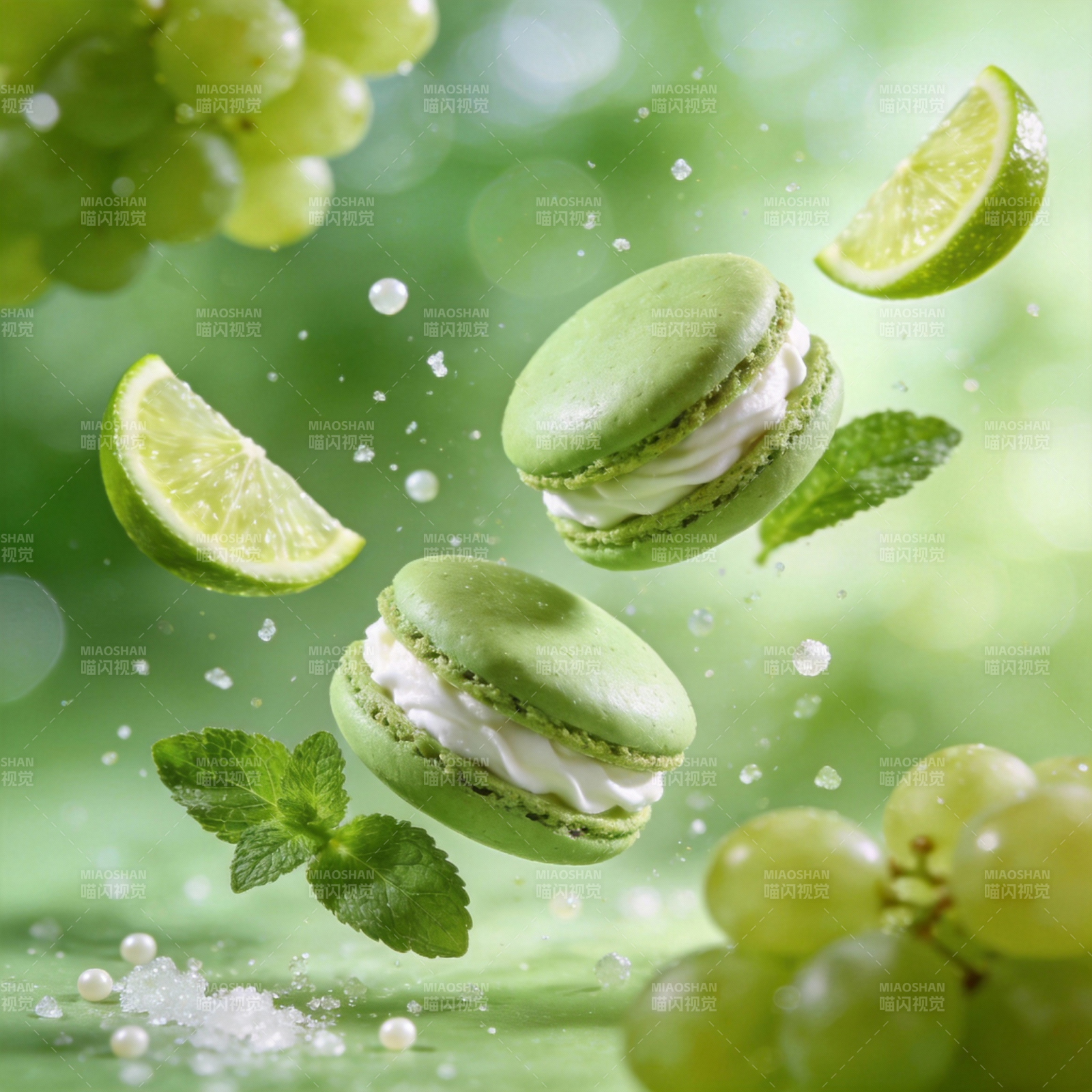 青柠葡萄马卡龙图片