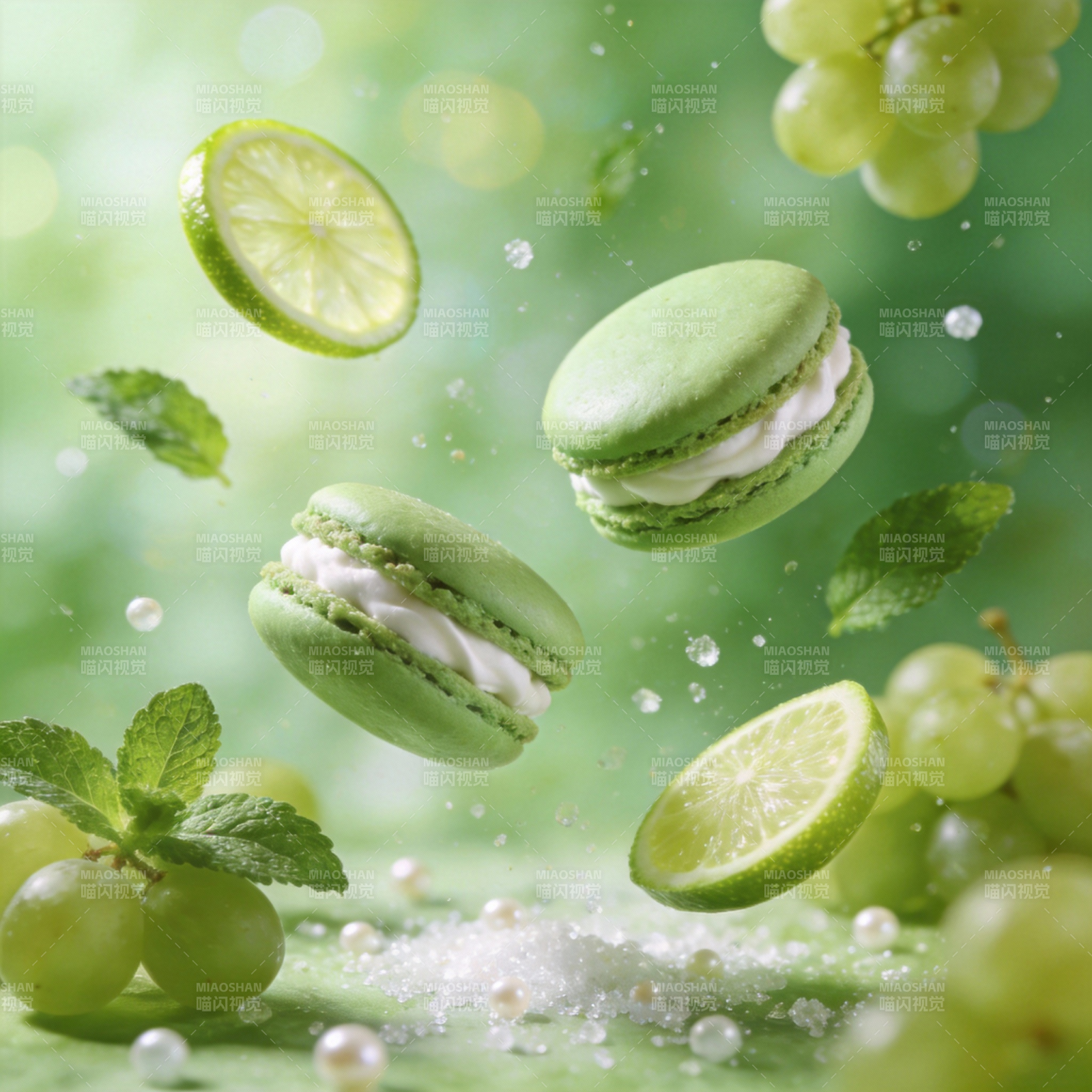 青柠葡萄马卡龙图片