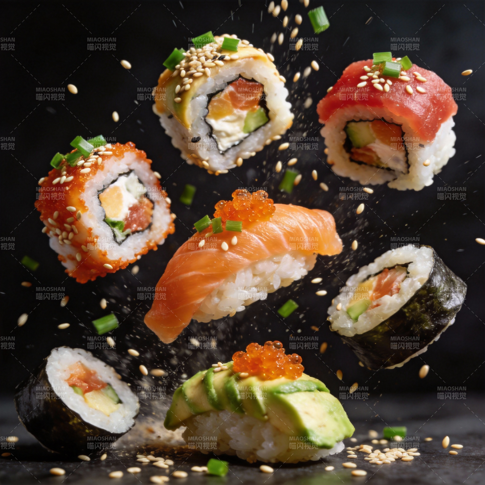 飞舞的寿司盛宴图片
