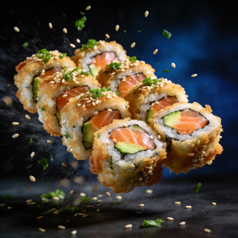 飞舞的寿司卷图片