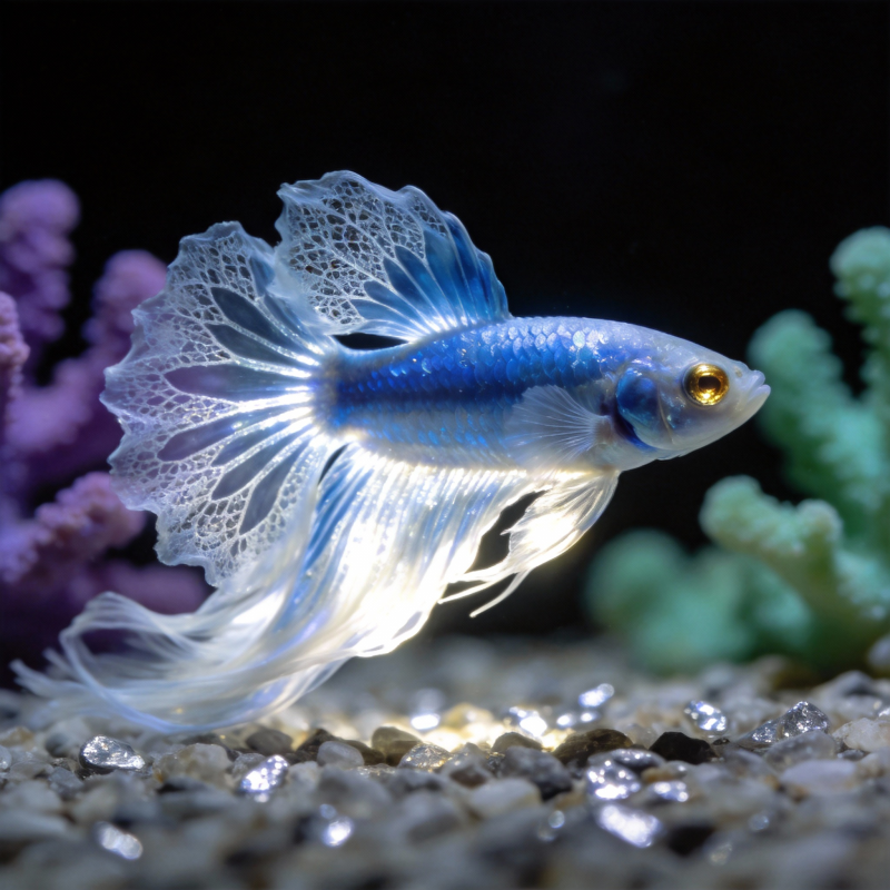 蓝白孔雀鱼游动图片