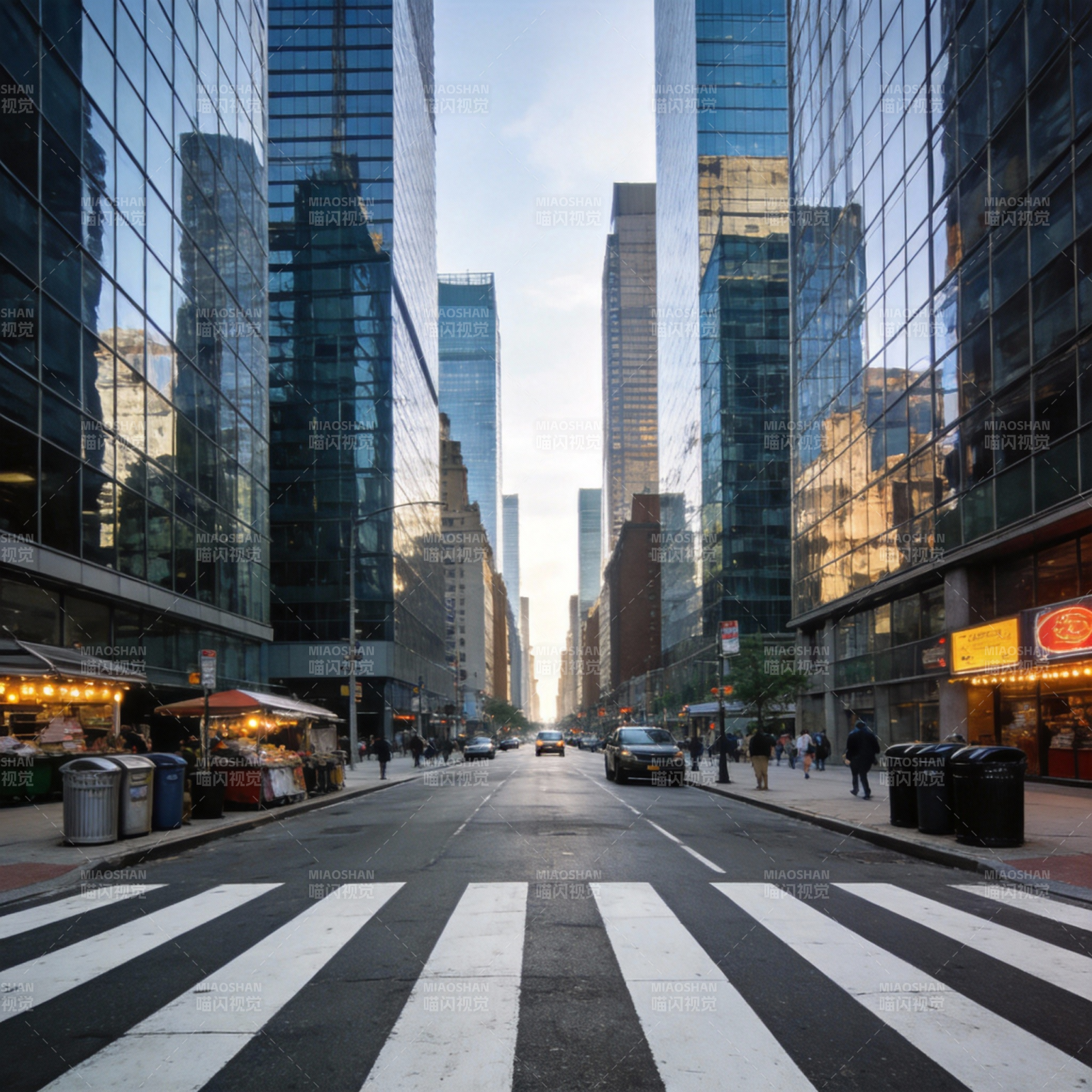 都市晨光街景图片