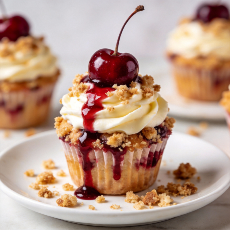 樱桃奶油杯子蛋糕图片