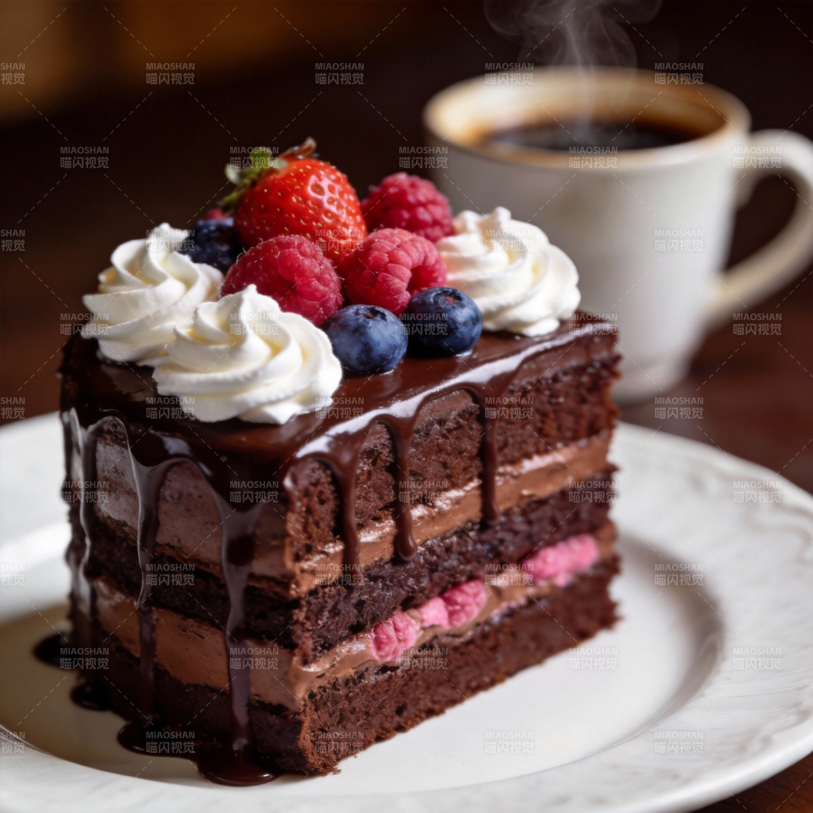巧克力蛋糕配咖啡图片