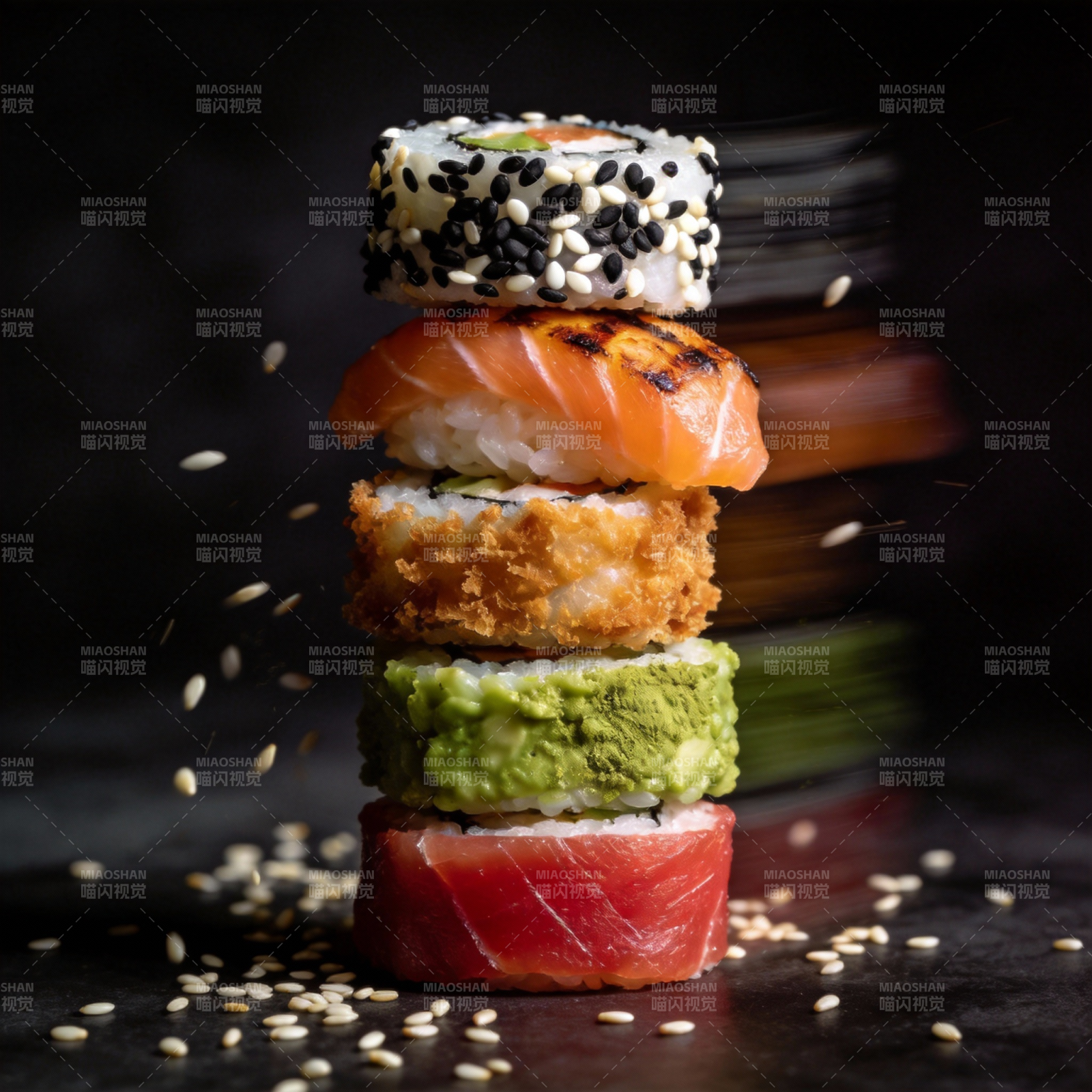 寿司塔 美味叠层图片