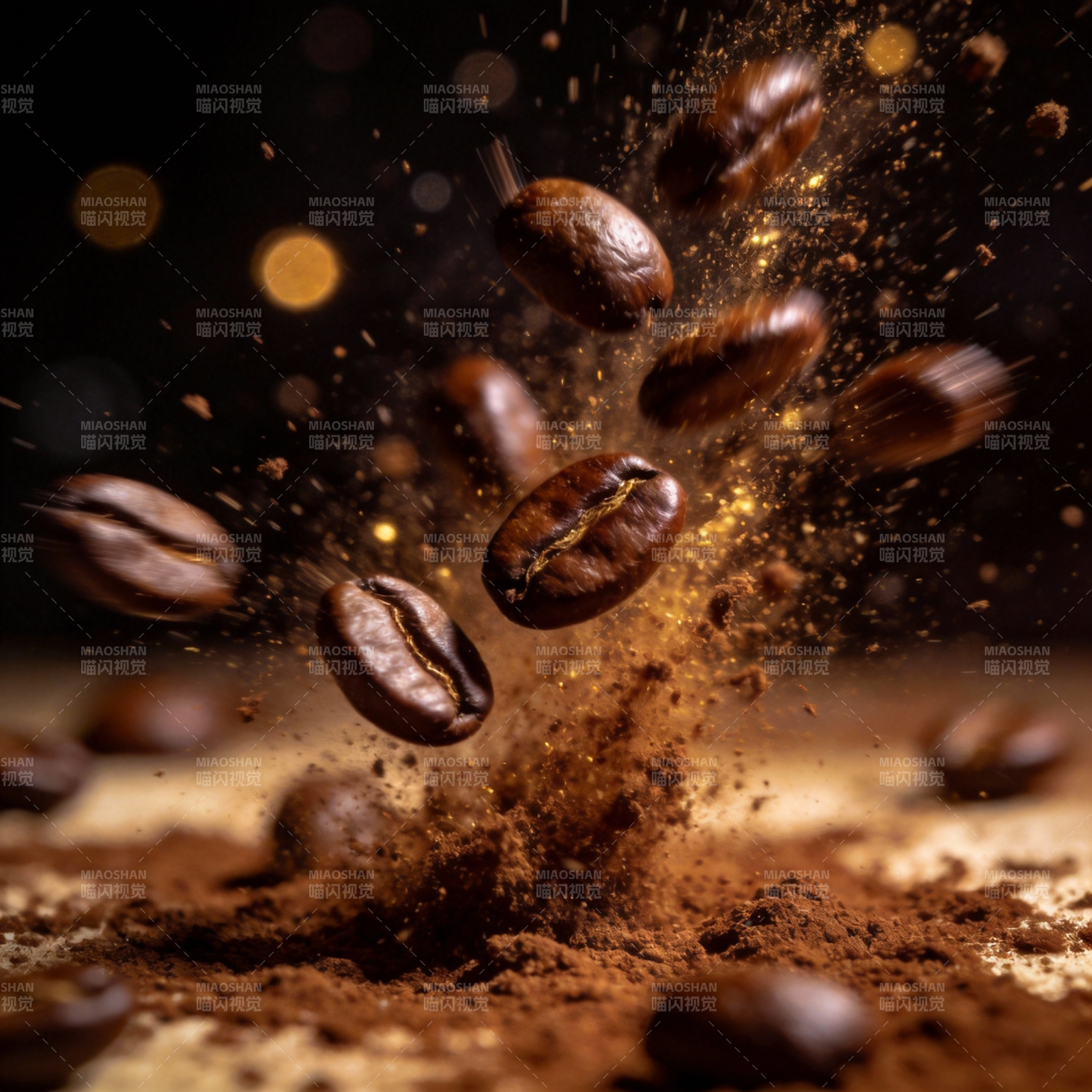 咖啡豆飞溅瞬间图片