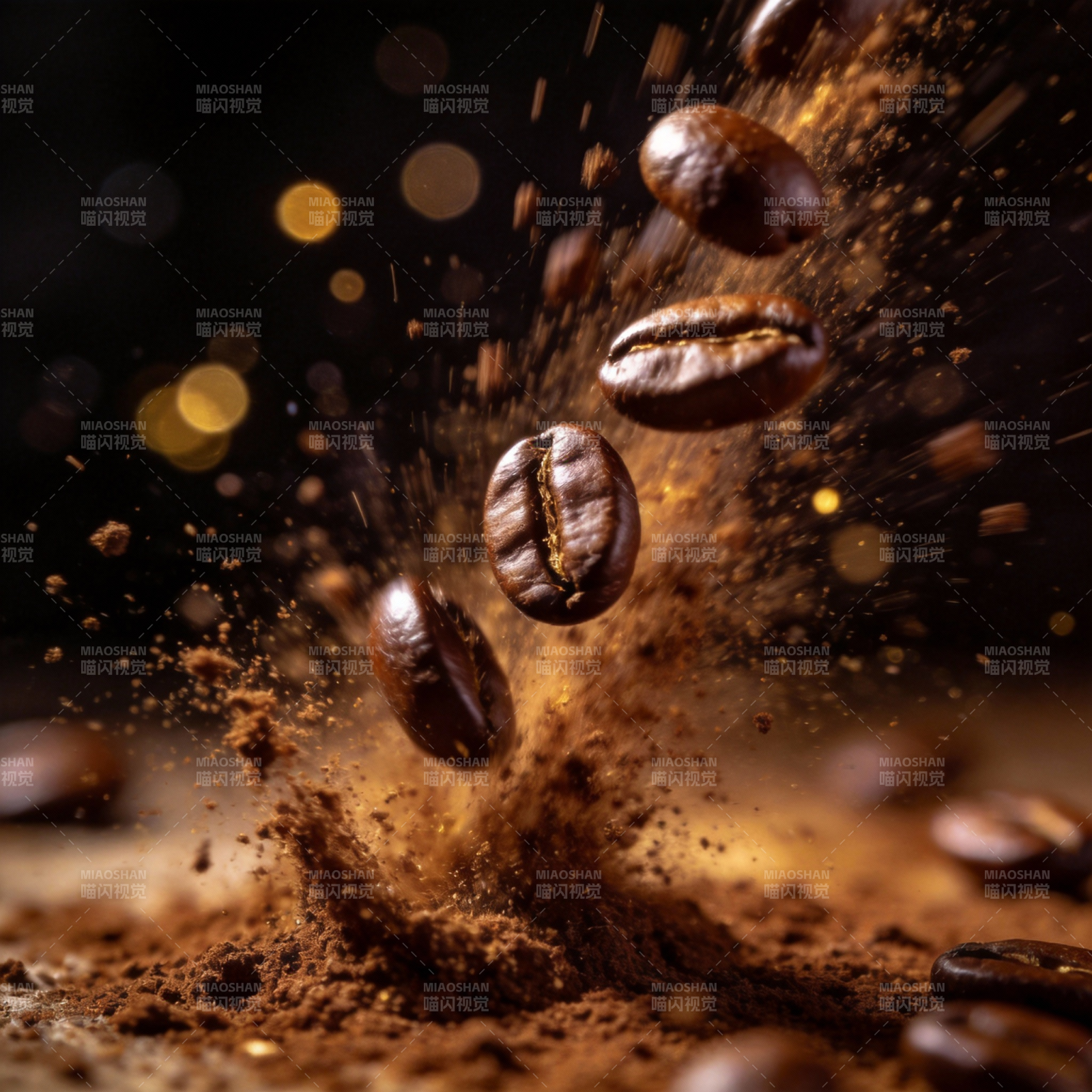 咖啡豆飞溅瞬间图片