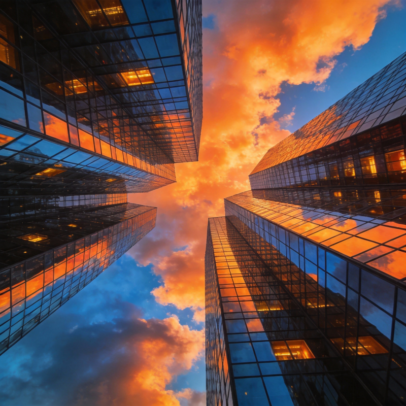 城市天际线暮色图片