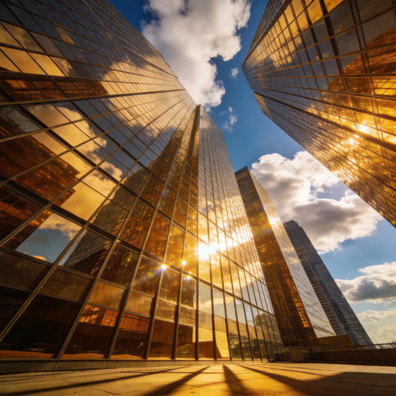 都市晨光映高楼图片