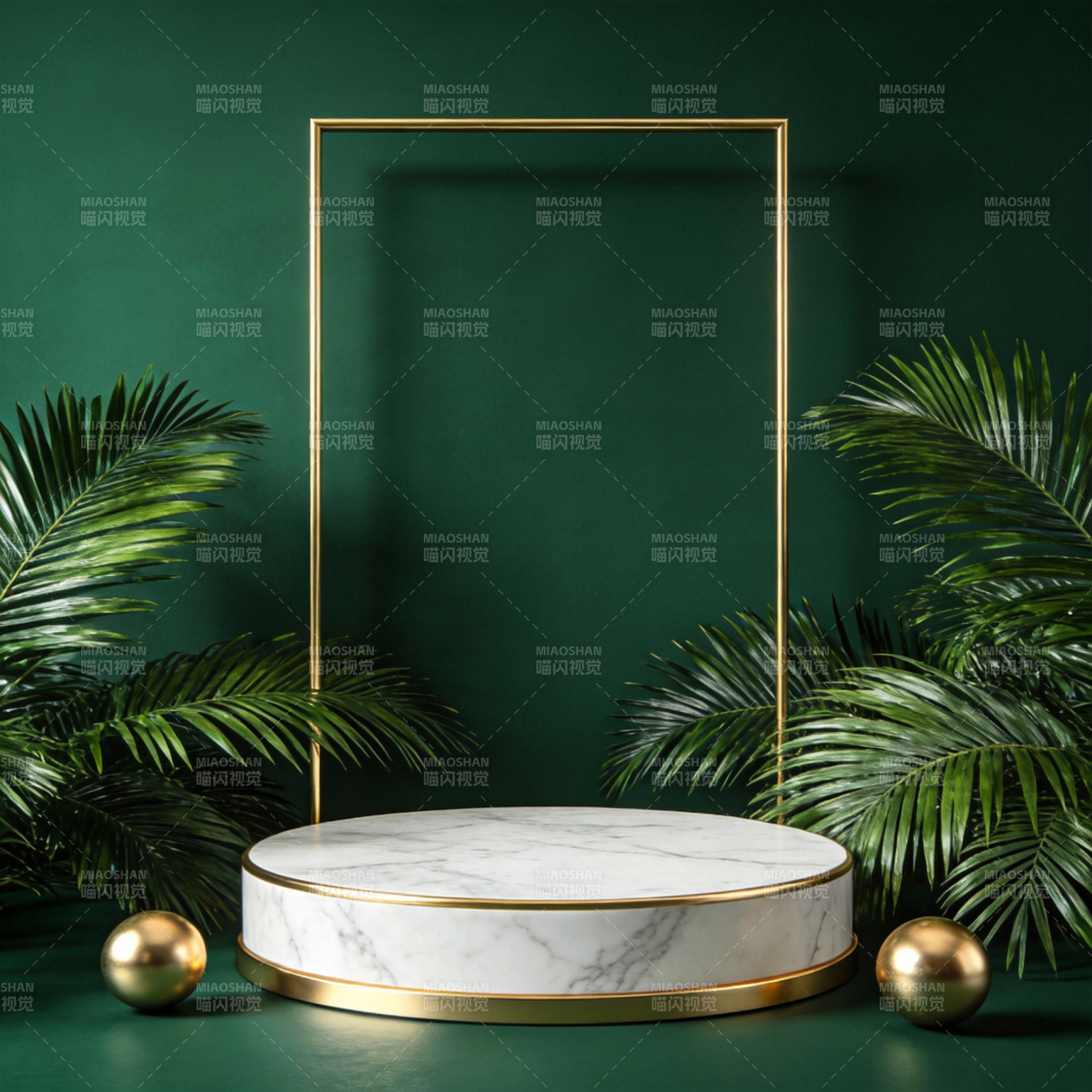 绿意盎然的展示台图片