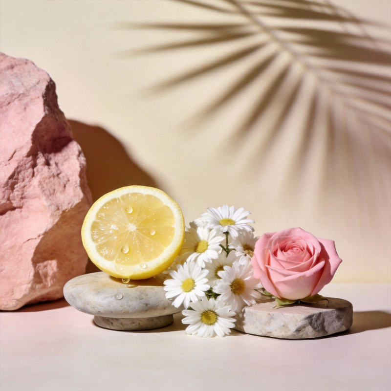 柠檬玫瑰静物图片