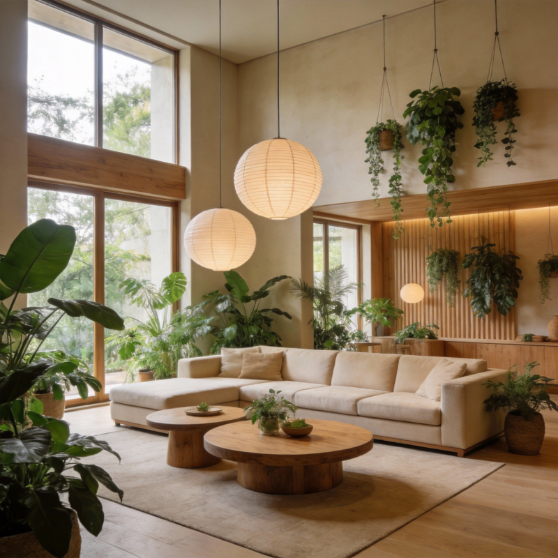 自然光下的绿意客厅图片