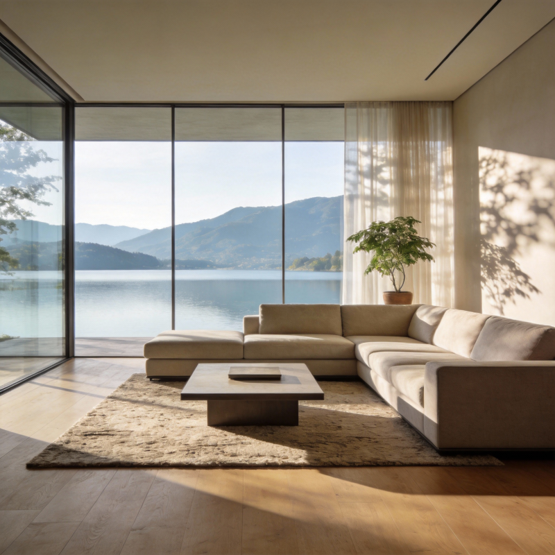 湖景客厅 宁静致远图片