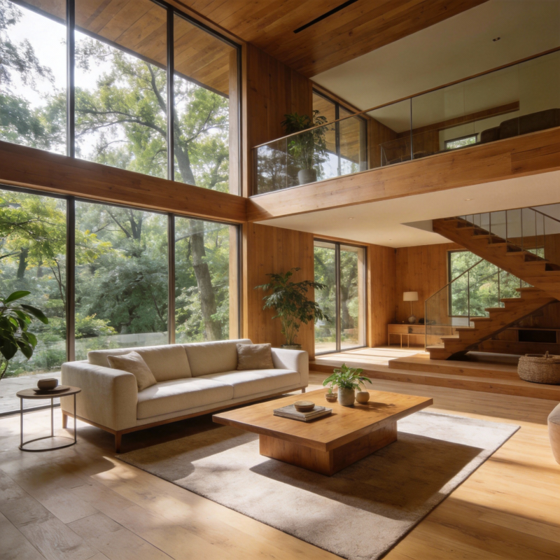 现代木屋客厅图片